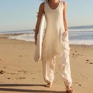 FREE PEOPLE MOVEMENT Infinity Jumpsuit Size Medium Tofu Tan Harem